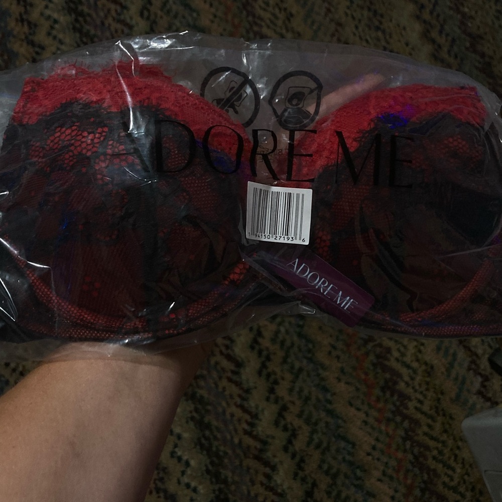 Adore Me Black and Red Lace Lingerie